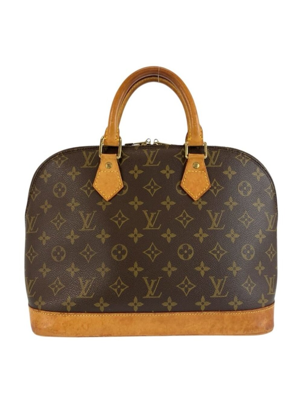 Louis Vuitton Monogram Alma Handbag Brown Gold Leather